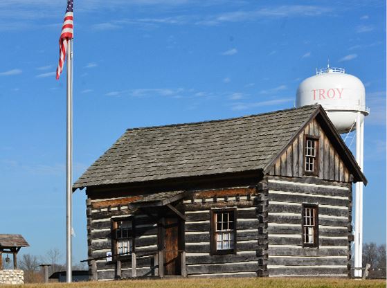 Vintage cabin and water tower